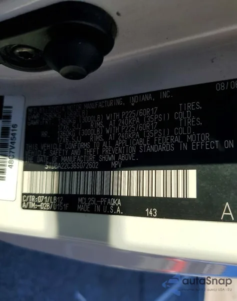 2006 Toyota Sienna Xle z USA, uszkodzony, nr VIN 5TDBA22C36S072602